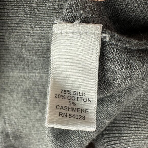 Banana Republic Sweater Mens Medium Luxury Blend Silk Cashmere Cotton VNeck Gray - Picture 5 of 7
